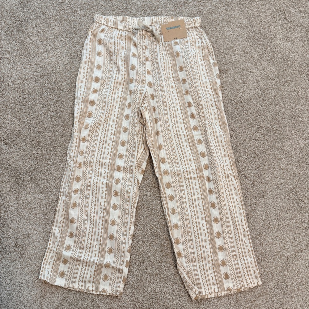 Thereabouts Celestial Print Pants Kids Size XS 6-6X Cream Tan Sun Moon Star NWT